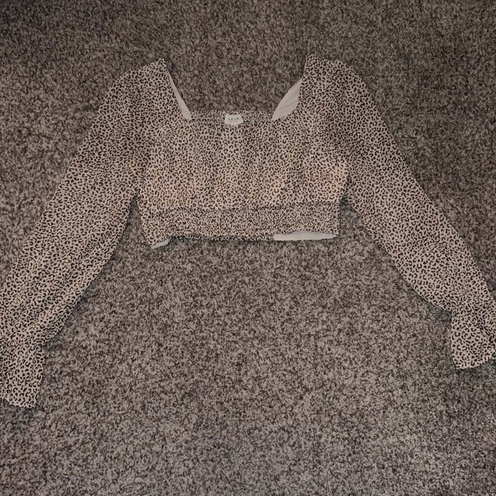 Cropped Cheeta Long Sleeve Shirt